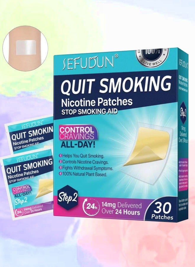 Sefudun 30 Count Patches Step 2 Smoking Aid to Quit Smoking Delivered Over 24 Hours Transdermal System Long-Lasting Quit Patches for Stop Smoking Aids Easy and Effective Anti Stickers 14mg - Image 1