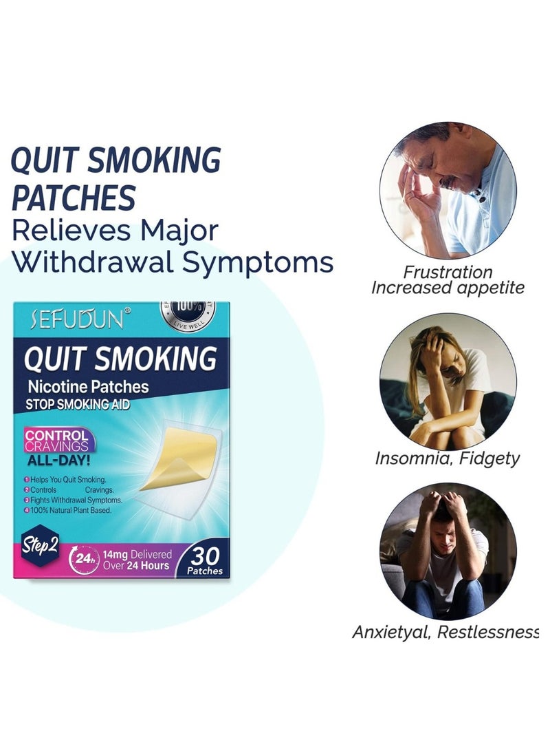 Sefudun 30 Count Patches Step 2 Smoking Aid to Quit Smoking Delivered Over 24 Hours Transdermal System Long-Lasting Quit Patches for Stop Smoking Aids Easy and Effective Anti Stickers 14mg - Image 3