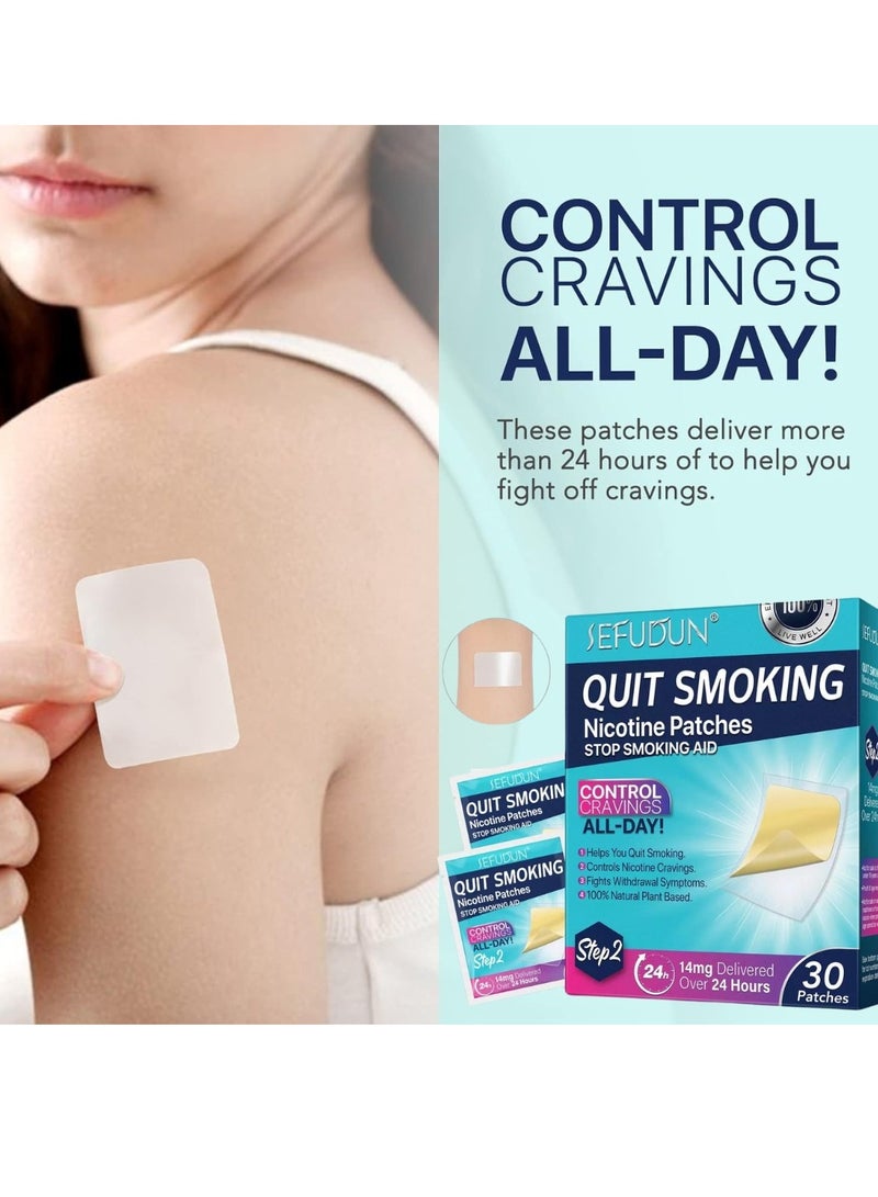 Sefudun 30 Count Patches Step 2 Smoking Aid to Quit Smoking Delivered Over 24 Hours Transdermal System Long-Lasting Quit Patches for Stop Smoking Aids Easy and Effective Anti Stickers 14mg - Image 4
