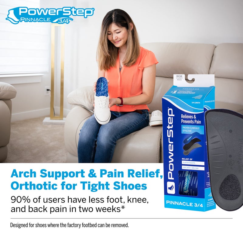 Powerstep Unisex Adult Pinnacle 3/4 Insole, Blue/Light Blue, Men S 9-9.5 / Women S 11-11.5 US - Image 2