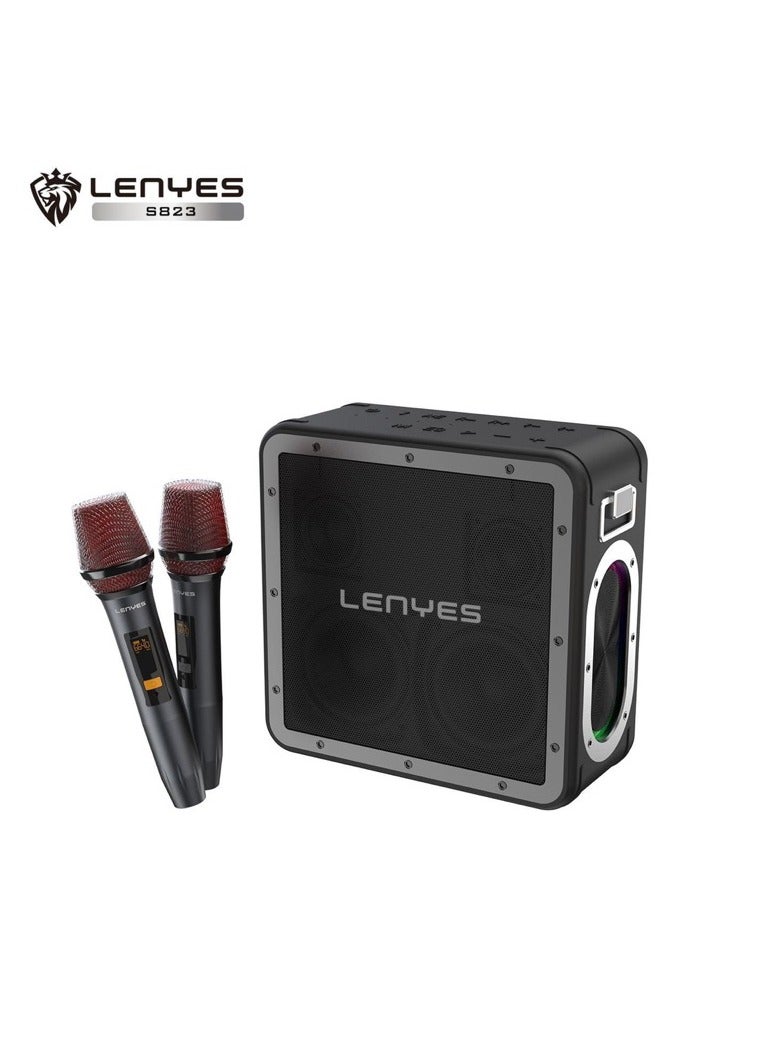 LENYES KTV Speaker S823 160W + 2 Pcs wireless HD Microphone Karaoke - Image 1