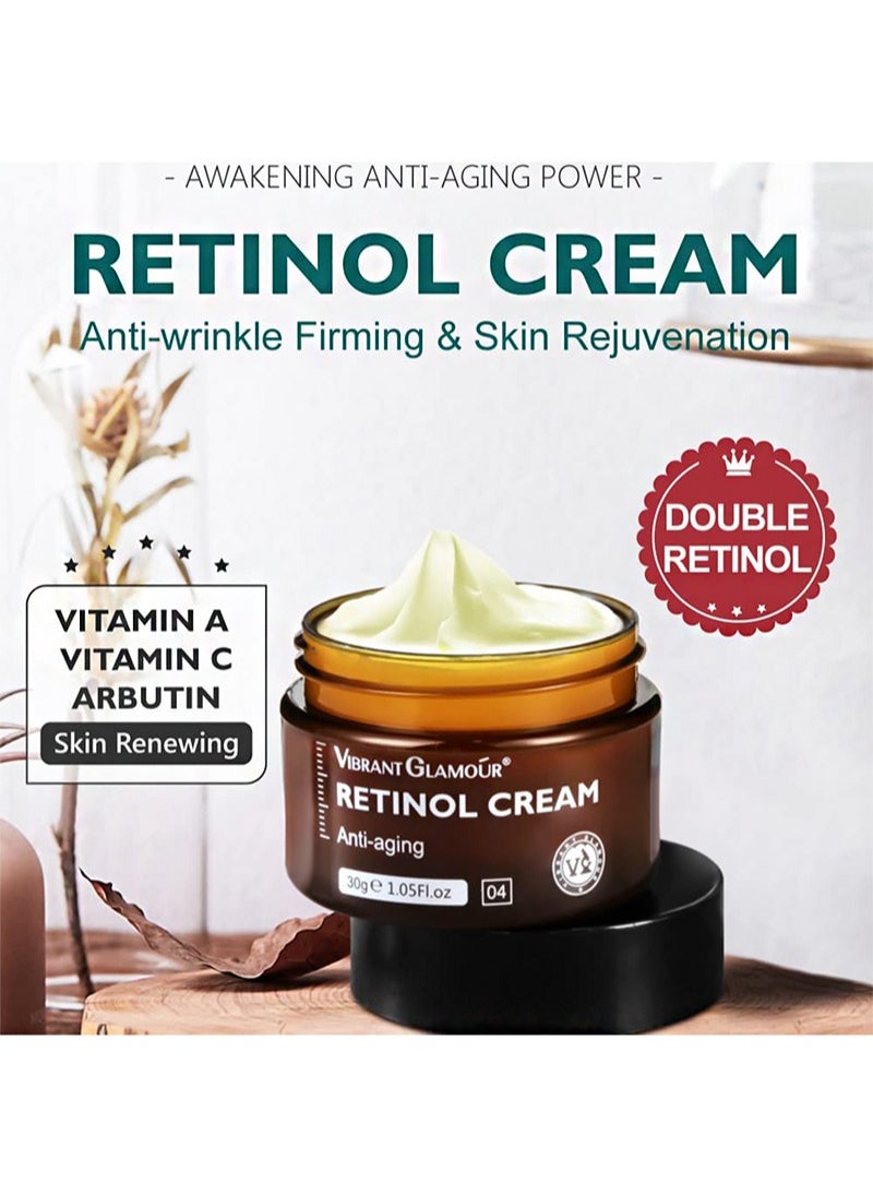Vibrant Glamour Retinol Cream, Retinol Anti-Aging Wrinkle Firming Cream, Retinol Firming and Revitalizing Cream, 30g Each Bottle (2 Pieces)  - Image 2