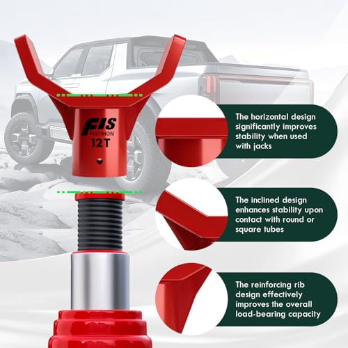 Fistihon Bottle Jack Adapter for 12t Jack - Safe Steel Lifting Saddle for 3 Inch and 4 Inch Round & Square Axle Tube, Fits 1.65 Inch or Smaller Diameter Accessories (Red) - Image 2