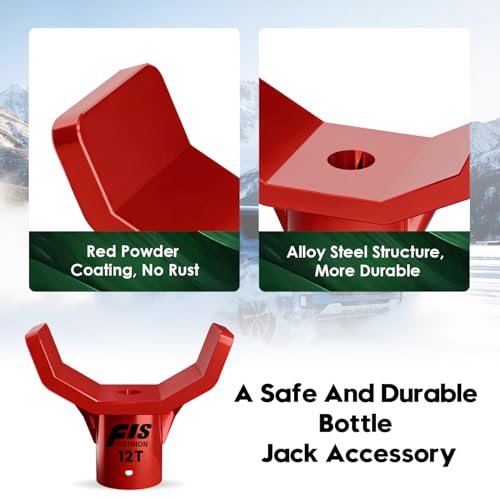 Fistihon Bottle Jack Adapter for 12t Jack - Safe Steel Lifting Saddle for 3 Inch and 4 Inch Round & Square Axle Tube, Fits 1.65 Inch or Smaller Diameter Accessories (Red) - Image 4