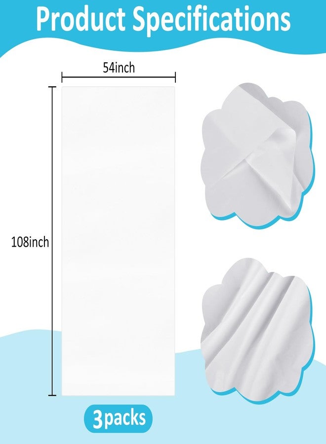 TBUKEOM 3 Pack Plastic Table Cloth, 54 x 108 Inches Plastic Table Cloth Disposable, Waterproof Table Cover for Picnic, Wedding, Decorative Tablecloths, Rectangle, and Everyday Use (White) - Image 2