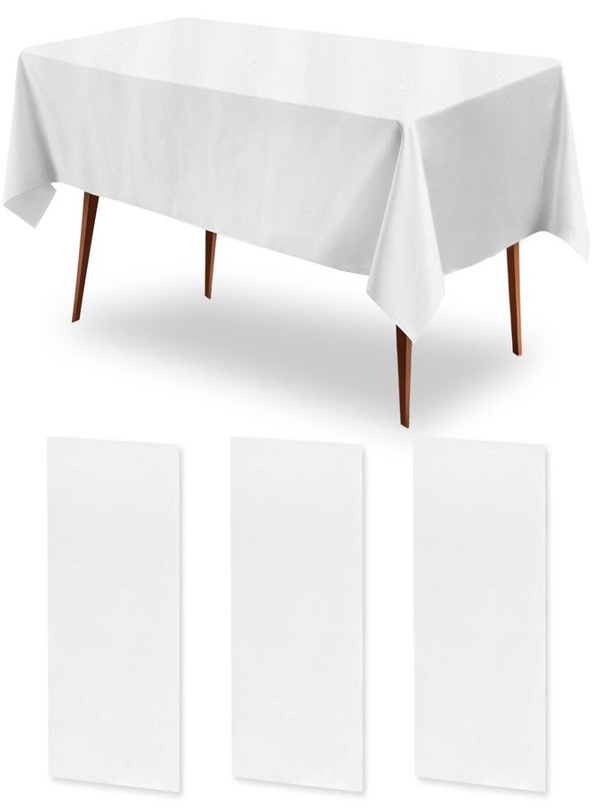 TBUKEOM 3 Pack Plastic Table Cloth, 54 x 108 Inches Plastic Table Cloth Disposable, Waterproof Table Cover for Picnic, Wedding, Decorative Tablecloths, Rectangle, and Everyday Use (White) - Image 1