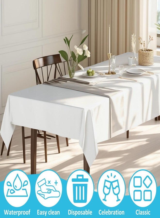 TBUKEOM 3 Pack Plastic Table Cloth, 54 x 108 Inches Plastic Table Cloth Disposable, Waterproof Table Cover for Picnic, Wedding, Decorative Tablecloths, Rectangle, and Everyday Use (White) - Image 5