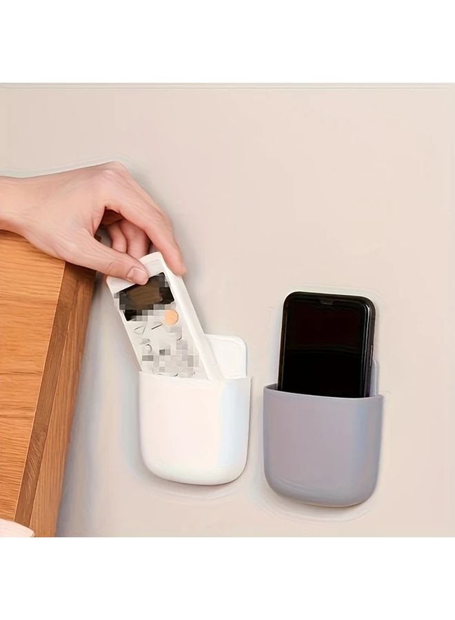 Pink Wall Mounted Sticky Plastic Box Organizer For Phone Remote Control Home Storage - Image 2