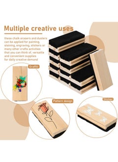 Marspark Felt Campus Style Erasers, Cleaner Dusters Felt Chalkboard Eraser For Kids Wood Chalk Eraser For Chalkboard Cleaners Dusters For Markers White Black Boards Paint School Students Teachers (24 Pieces)  - Image 4