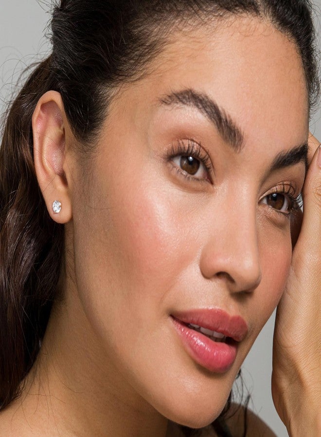 PAVOI 14K Yellow Gold Plated 925 Sterling Silver Cubic Zirconia Stud Earrings for Women Round 6mm - Image 4