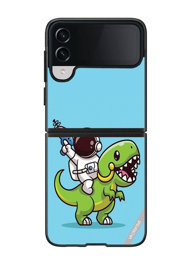 VR CREATIVE Protective Case Cover For Samsung Galaxy Z Flip4 Dinosaure Design Multicolour - Image 1