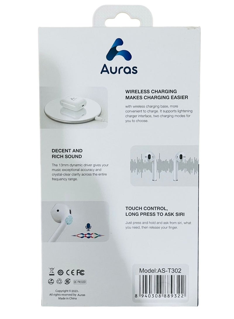 AUras Bluetooth in-ear headphone with charging case white - Image 5