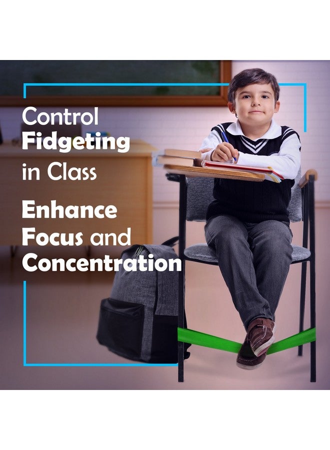 بيك ايه توي عصابات كرسي للأطفال مع أقدام متململة للأطفال، 3 عبوات من كرسي تململ للفصل الدراسي وشريط مكتب، أربطة مطاطية مرنة لقدميك، أربطة فيدجيتس للأطفال من أجل Adhd، أضف Spd التوحد للأطفال - Image 4