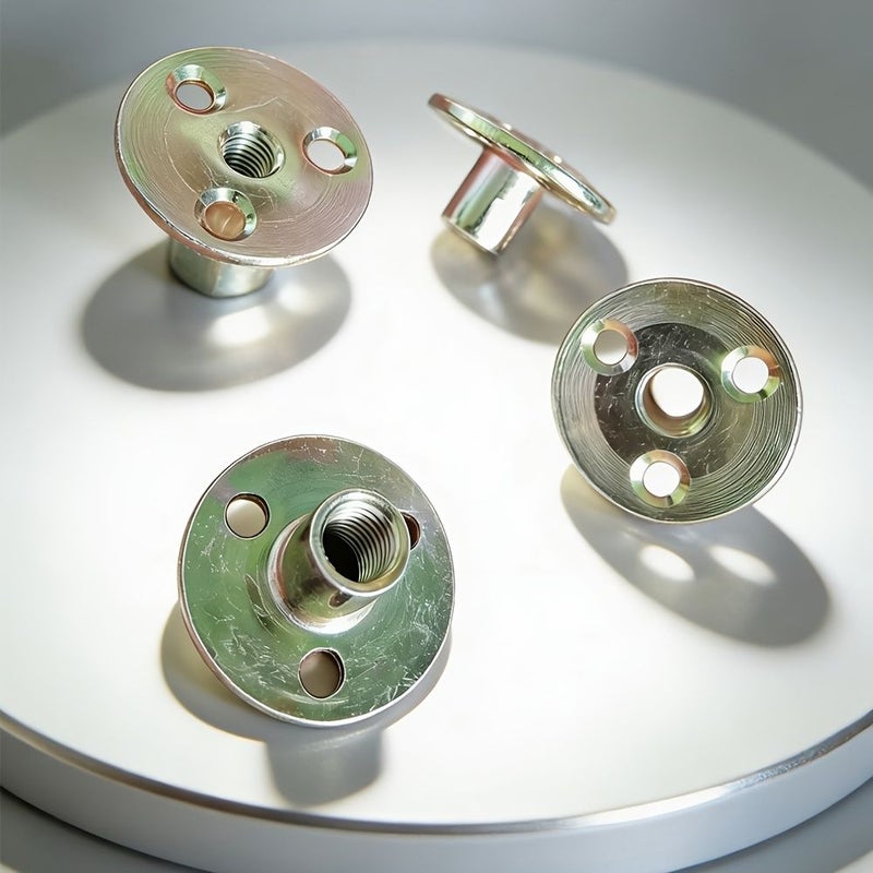 M10 Color Plated Zinc Thickened Round Sofa Leg Nut Three Hole Iron Plate Furniture Mounting Screw - Image 1