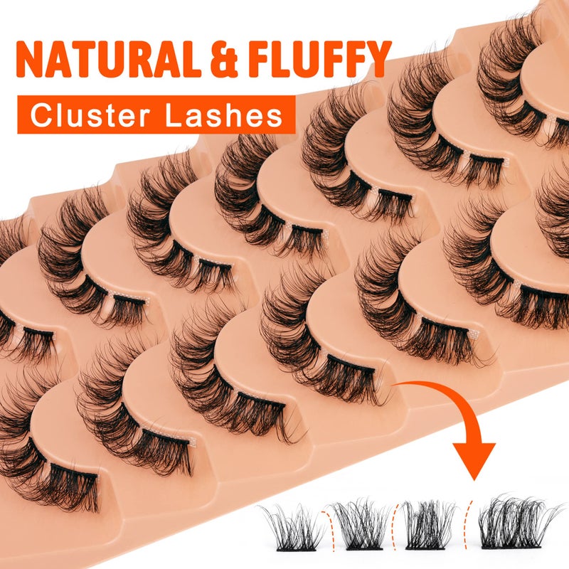 Eefofnn Fluffy Cluster Eyelash Extensions Natural Lash Clusters Spider Cluster Lashes D Curl Individual Lashes Wispy Eyelash Extensions Lashes Strips DIY Lash Extensions False Eyelashes Multipack by Eefofnn - Image 5