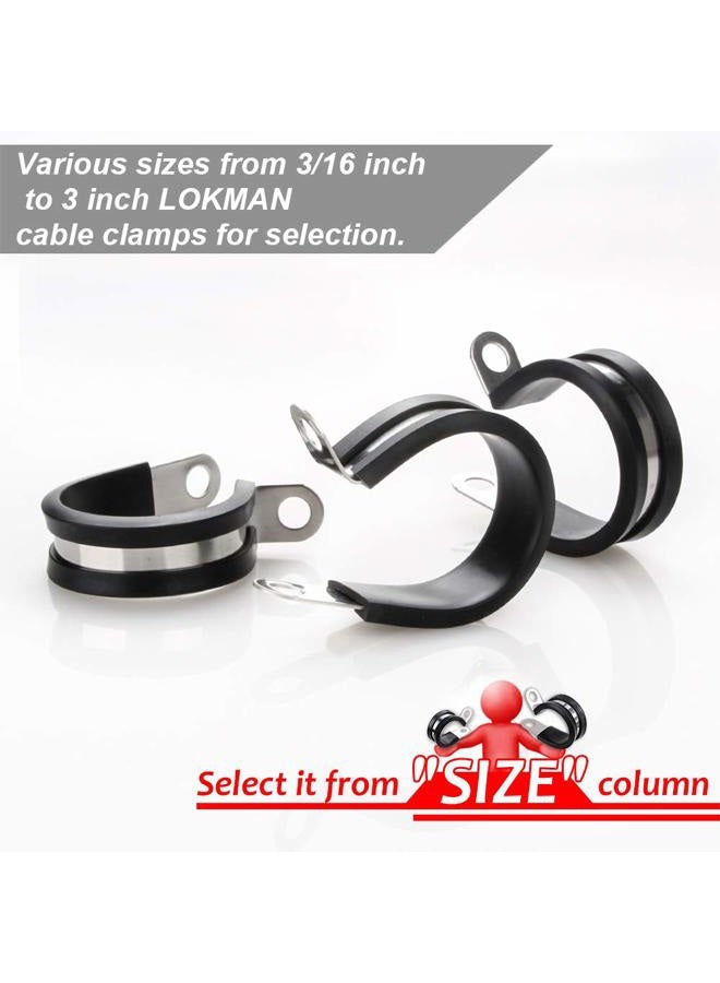 LOKMAN Cable Clamp, 12 Pack 1 Inch Stainless Steel Cable Clamp, Pipe Clamp, Metal Clamp, Rubber Cushioned (1 Inch) - Image 2