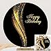 OFILA Black and Gold Round Backdrop 7.2ft Shining Gold Happy Birthday Round Photography Backdrop Women Man Birthday - Image 2