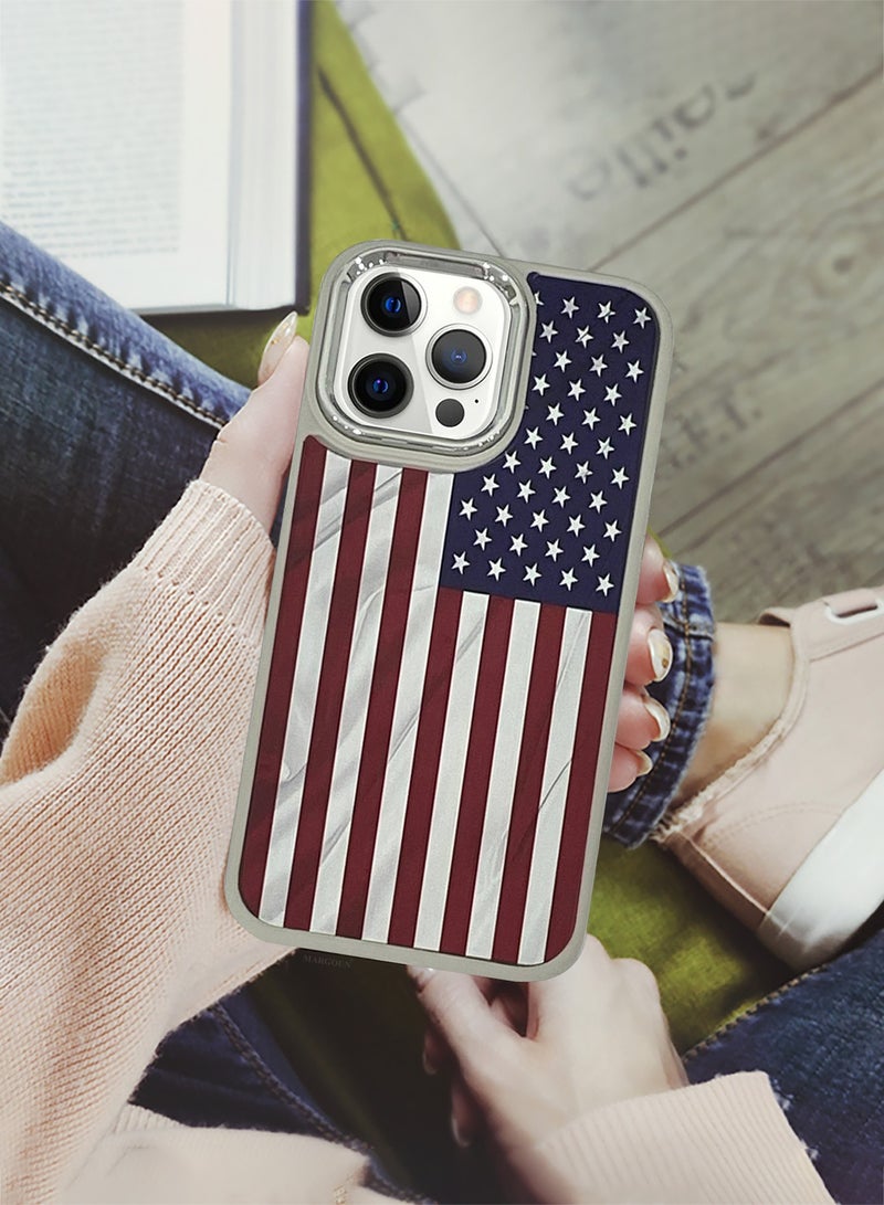 For iPhone 12 Pro Max Case Hard PC Protective Cover – Slim Shockproof Back Cover with Raised edges Camera Protection - American Flag Titanium - Image 5