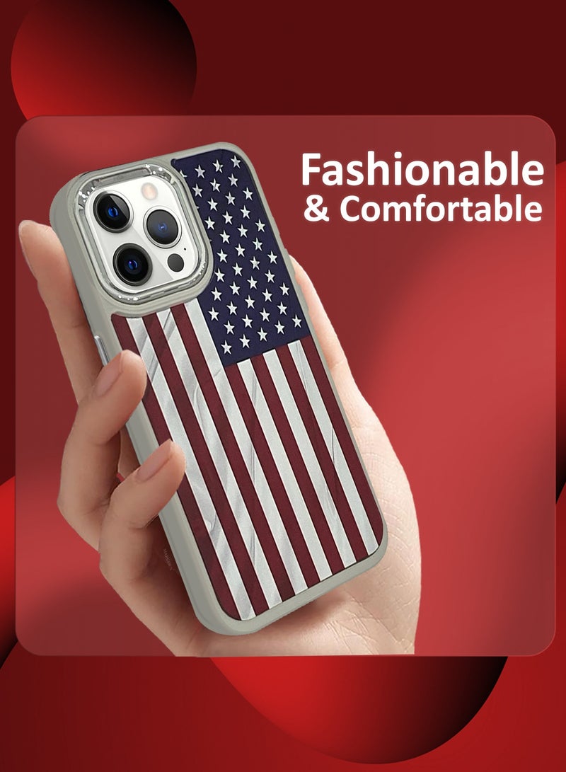 For iPhone 12 Pro Max Case Hard PC Protective Cover – Slim Shockproof Back Cover with Raised edges Camera Protection - American Flag Titanium - Image 3