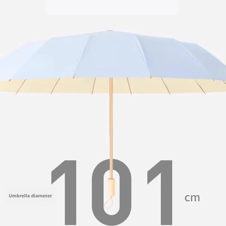 Meiqing 16-Rib Rain & Sun Umbrella with UPF 50+ Protection and Lightweight Tri-Fold - Image 2