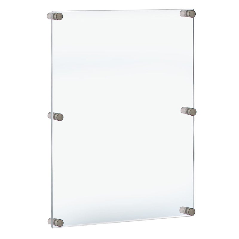Azar Displays Azar Displays105536 Floating Acrylic Wall Frame with Silver Hardware Stand Off Caps Clear Hanging Photo Frame Display Mount with Frameless Border GlassLike Frame for Large Prints 24 x 36