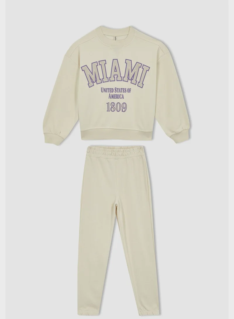DeFacto Kids Printed Sweatshirt & Sweatpants Set