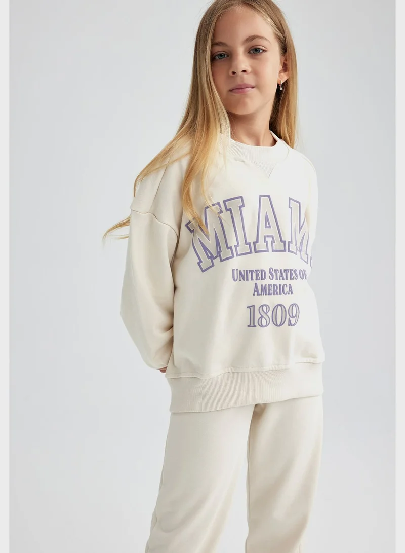 DeFacto Kids Printed Sweatshirt & Sweatpants Set
