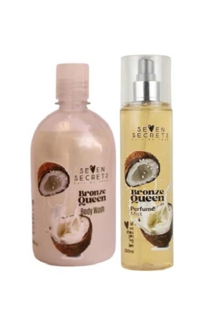 سيفن سيكريتس غسول الجسم برونز كوين برائحة جوز الهند 500 مل + عطر مكثف برونز كوين برائحة جوز الهند 250 مل - Image 1