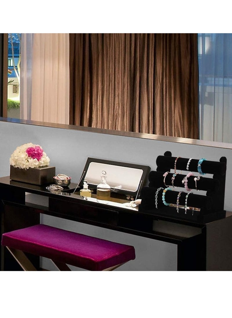 3-Tier Detachable Velvet Bracelet Holder, Watch Bangle Jewelry Organizer Display Stand Rack