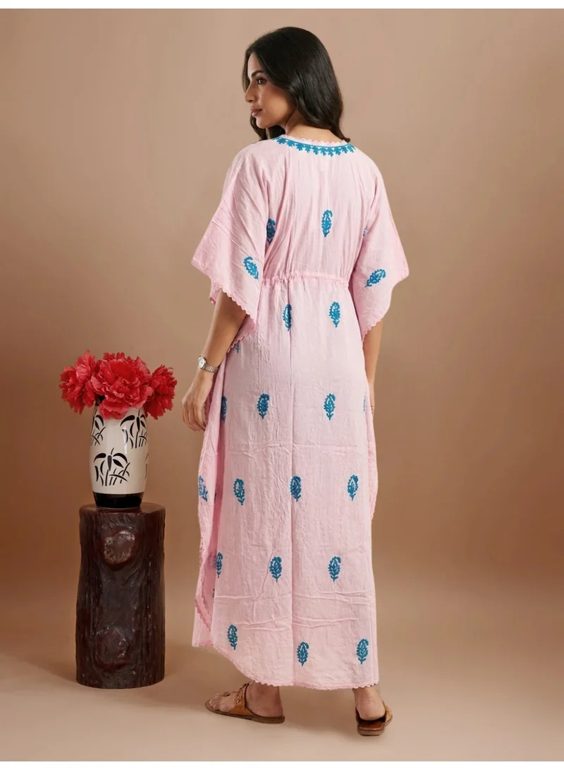 Alaya Hand Embroidered Chikankari Rayon Kaftan-AL3474