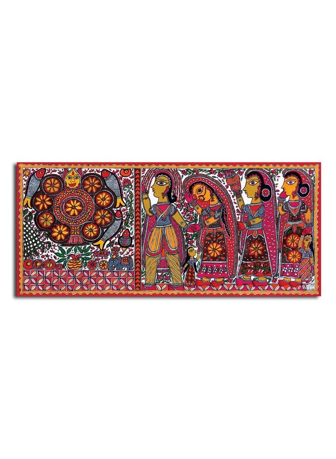 PIXELARTZ Canvas Paintings Madhubani Art Without Frame Modern Art Paintings for Home Decor Drawing Room Bedroom Living Room - Image 1