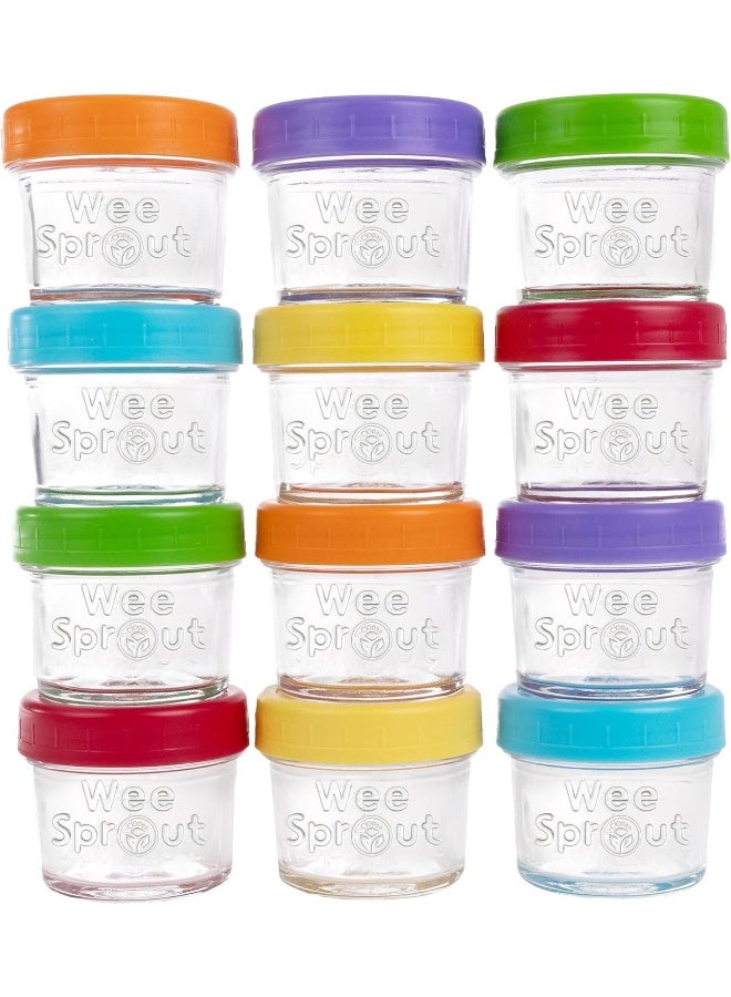 WeeSprout جرار تخزين الطعام الزجاجية من وي سبرات (4 أونصات، مجموعة متنوعة زاهية) - Image 1