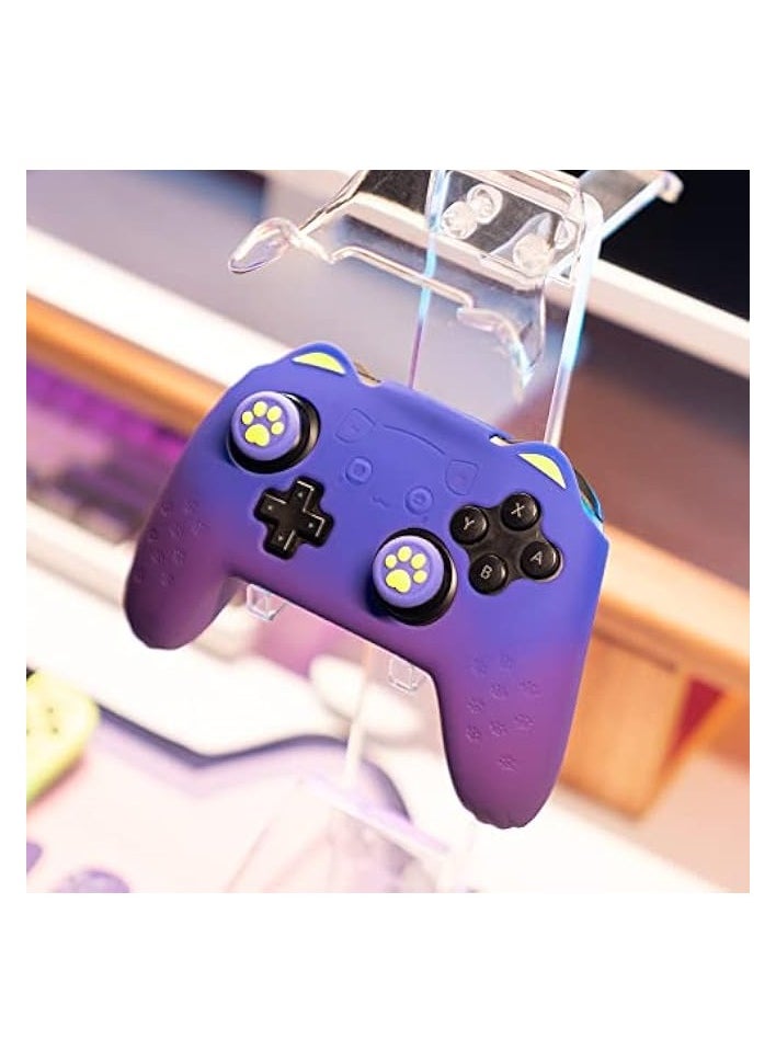 PROMASS - Pink Cat Paw Controller Skin Grips Set Compatible with Nintendo Switch Pro-Anti-Slip Silicone Protective Cover Case Joystick Caps for Switch Pro Wireless Controller (BluePurple) - Image 1