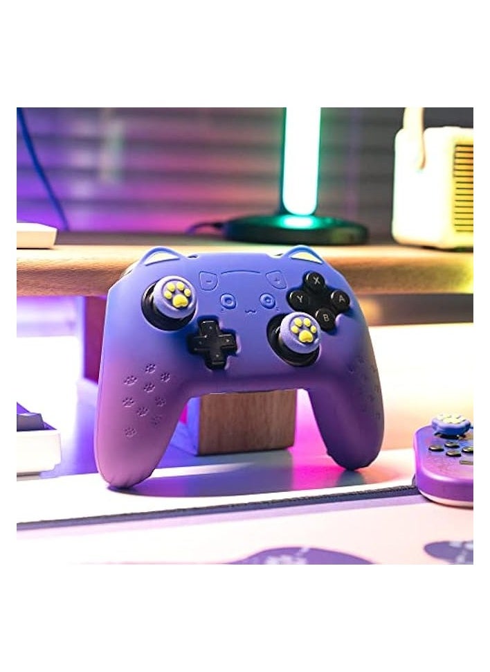 PROMASS - Pink Cat Paw Controller Skin Grips Set Compatible with Nintendo Switch Pro-Anti-Slip Silicone Protective Cover Case Joystick Caps for Switch Pro Wireless Controller (BluePurple) - Image 1
