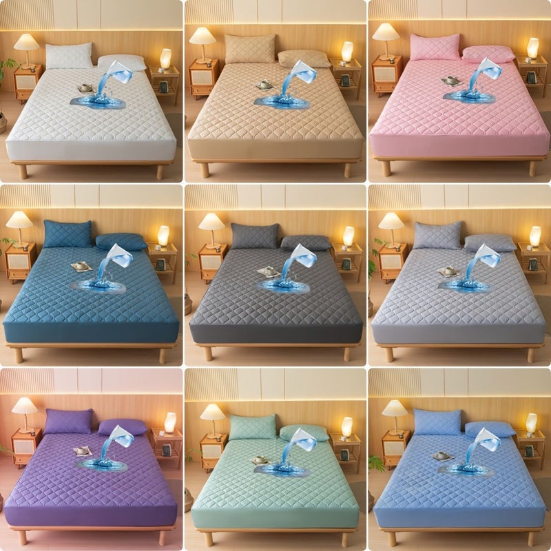Full Khaki Waterproof Mattress Cover Bed Sheet Protector Breathable Silent Machine Washable - Image 1