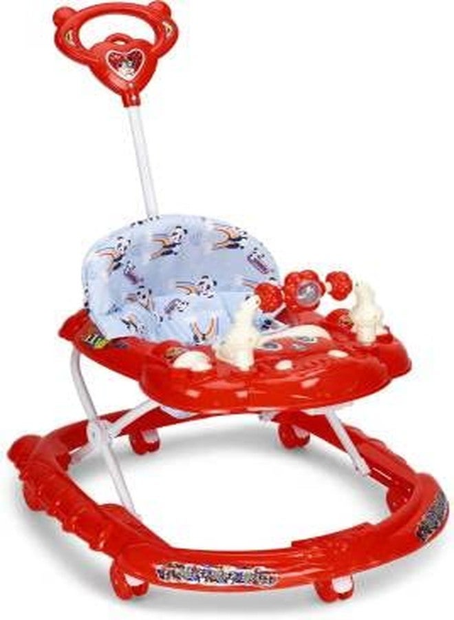 KIDBITKART 360 Baby Walker Kids Waker Activity Rattle Toys for Babies Cycle, Adjustable Height, Thick, Safe & Comfortable Seat, Rotatable Wheel, Music & Parent Handel Rod, for 6 to 20 Months (Red) - Image 1