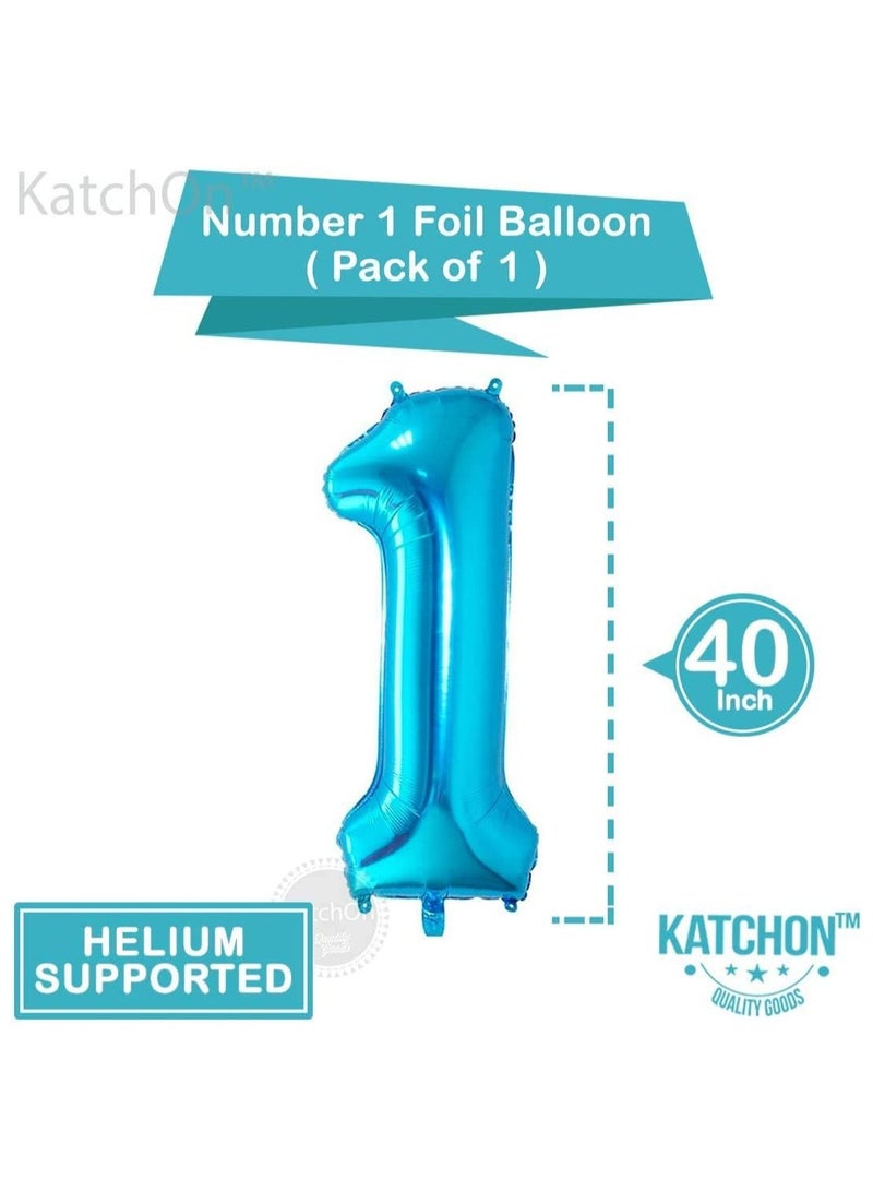 KATCHON Blue 1st Birthday Balloons Decoration Set for Boys pack of 26 - Image 2