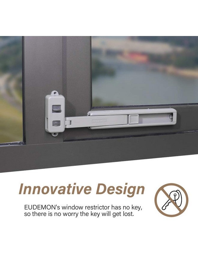 Eudemon Window Lock Children Protection Window Restrictor Child Safety Window Stopper Falling Prevention Locks Limiter Easy To Install And Use 3M Vhb Adhesive No Tools Need Or Drill  - Image 3
