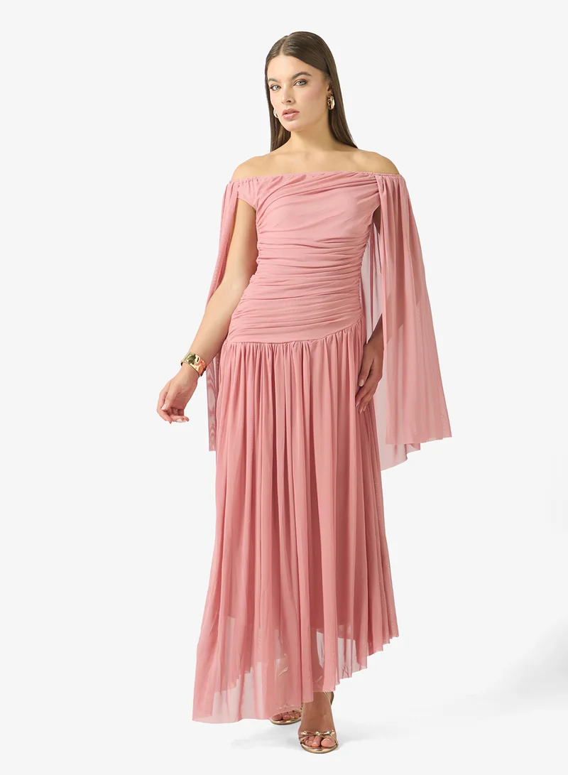 Ginger Boutique Off Shoulder Dropwaist Draped Dress