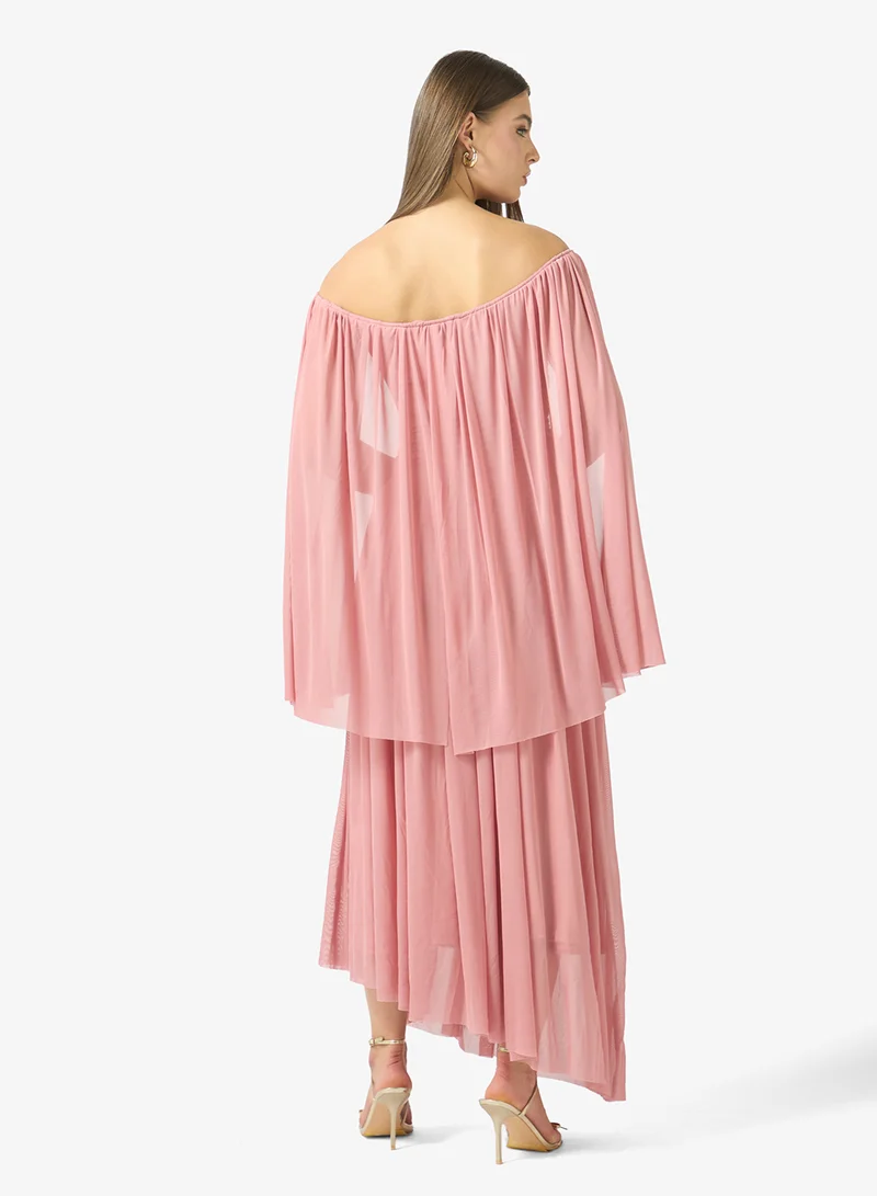 Ginger Boutique Off Shoulder Dropwaist Draped Dress