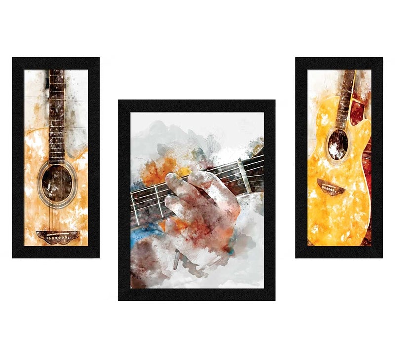 ArtX Paper Guitar Music Wall Art Painting Multicolor Music 130 X 220 Inches Set of 3