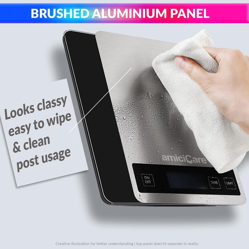 amiciCare Digital Food Nutrition Measurement Scale 5G15Kg 1G Precision Aifresh Mobile App Compatible For Monitoring Nutritional ValueBlack - Image 5