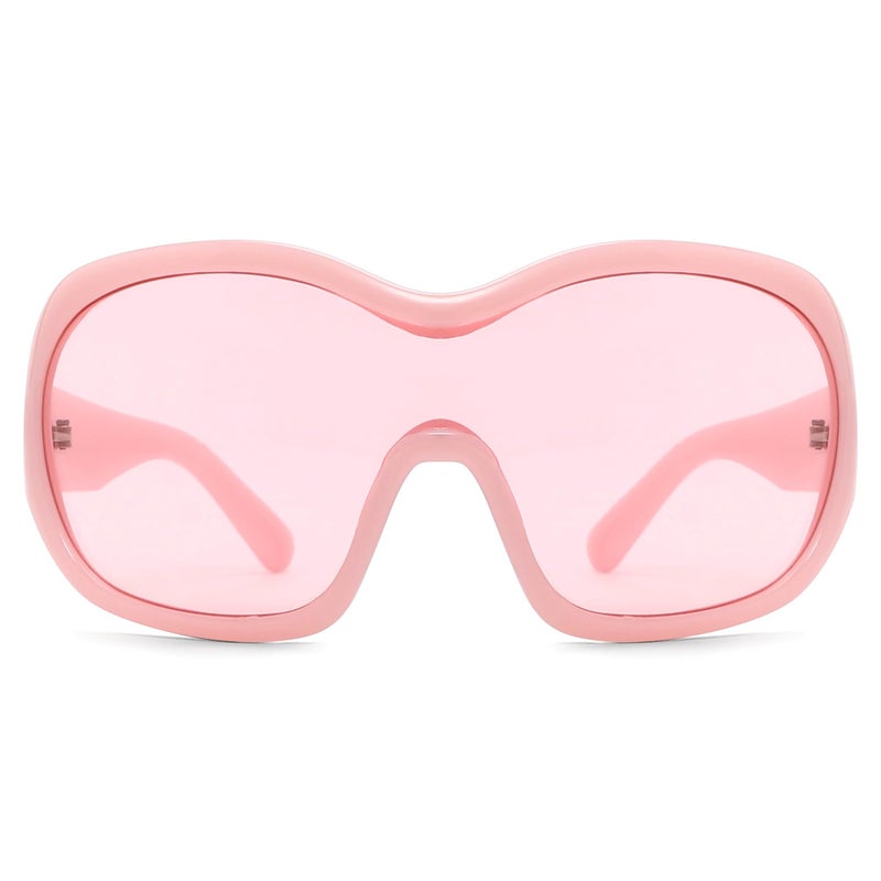 TYA Oversized Trendy Wrap Around Sunglasses for Women Men - Cool Concert Pink shades 2000s Retro Round Big Shield Glasses - Image 1