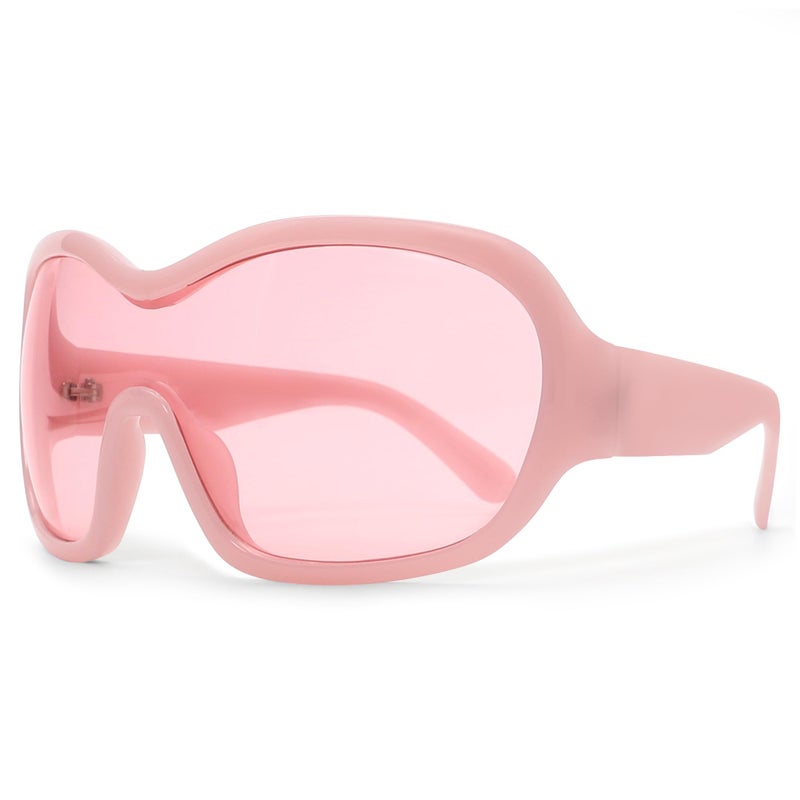 TYA Oversized Trendy Wrap Around Sunglasses for Women Men - Cool Concert Pink shades 2000s Retro Round Big Shield Glasses - Image 5