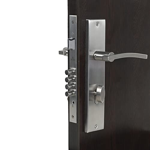 Crust Premium 10 Inch Cylindrical Plate Mortise Door Lock Handle Set/Mortise Lock with Brass Lock Body and One Side Key 60mm Brass Cylinder Set with 3 Brass Computer Keys (Ivy) - Image 3