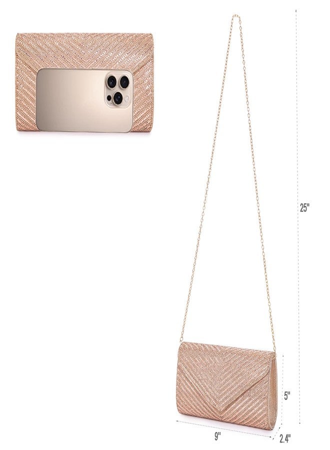 BBTT.ful Women's Evening Handbags Envelope Clutch Purses Ladies Crossbody Bags Rhinestone Wedding Bag Shoulder Bag for Women (champagne) - Image 4