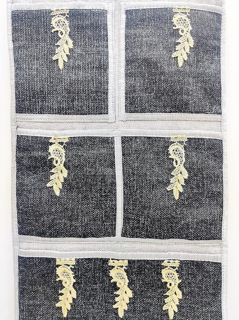 GROKI Jute & Cotton Multiuse Wall Hanging Storage 5 Pockets Organizer Letter Magazine Holder for Home Office - Black - Image 4