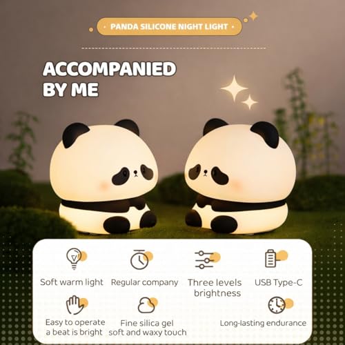 One94Store Baby Panda Night Light – Soft Silicone Touch Lamp, Rechargeable LED Bedside Light for Kids & Toddlers, Romantic Decor, Valentine Day Gift, Love Gift for Her, Couple Gift - Image 4