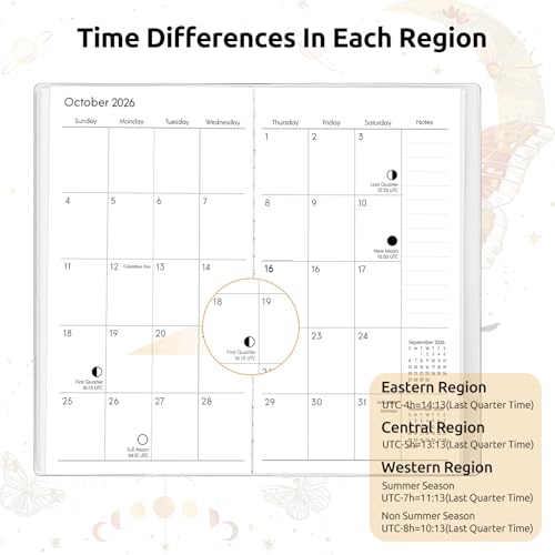 Zuozee Pocket Calendar 2026-2027, Moon Phrase Purse Planner - 3.7" x 6.7" - Runs from January 2026 Until December 2027, 2026 Monthly Pocket Calendar with PVC Cover for Office - Image 4