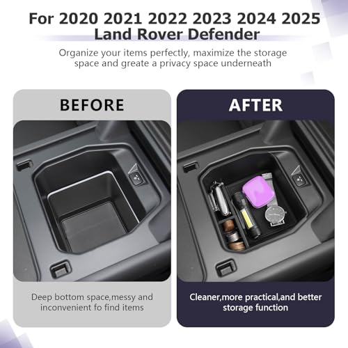 LUWU 2025 Defender Center Console Organizer Compatible with 2020 2021 2022 2023 2024 2025 Land Rover Defender Accessories Armrest Console Organizer Armrest Organizer Insert Tray (for w/o Refrigerator) - Image 2